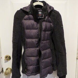 Halifax Traders Black Gray Hybrid Puffer Fleece Jacket Removable Hood Sz Small J